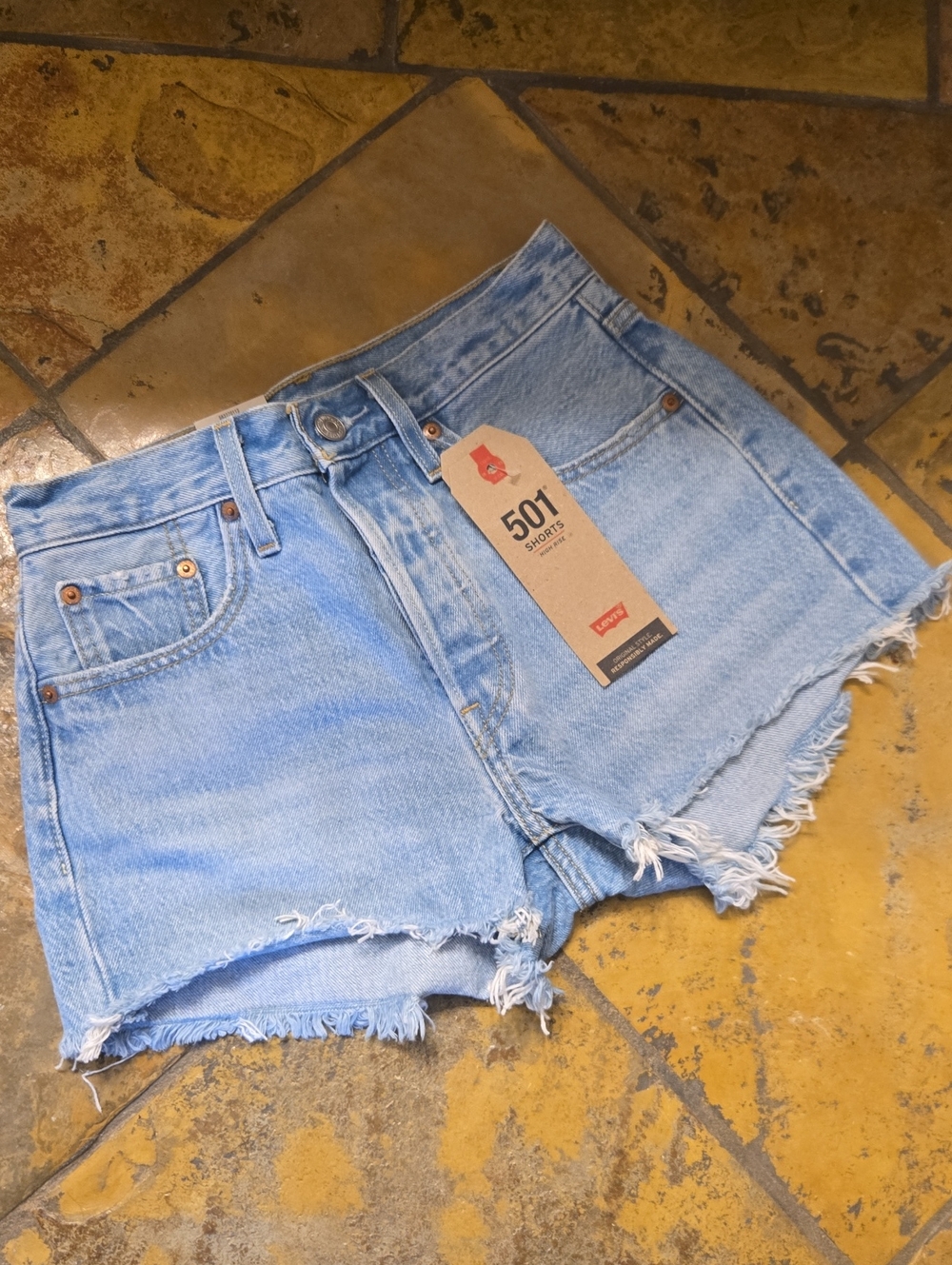 Levi's Light Blue 501 Cutoff Denim Shorts